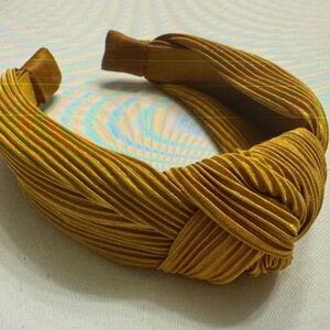 Boutique Mustard Knotted Pleated Headband - Women Accessories
